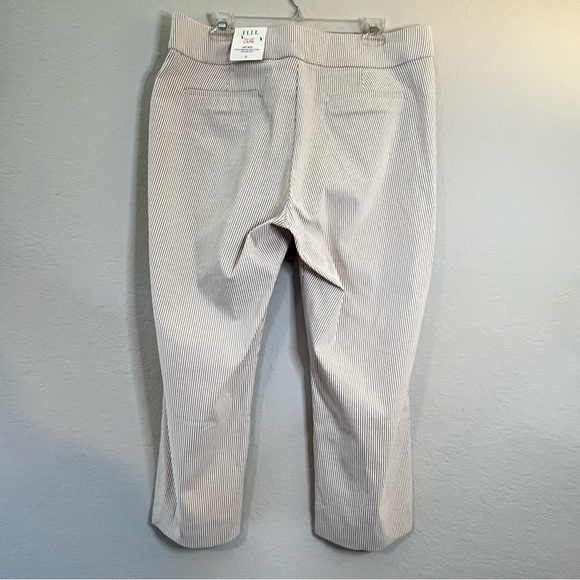 Elle Mid Rise Pull on Pinstriped Beige/white Capri Pants NWT Sz XL - Picture 3 of 7